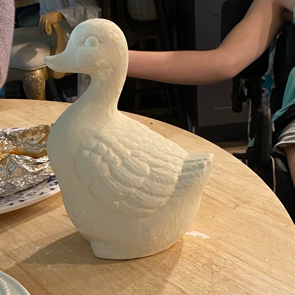 Ceramic duck painter to look like concrete